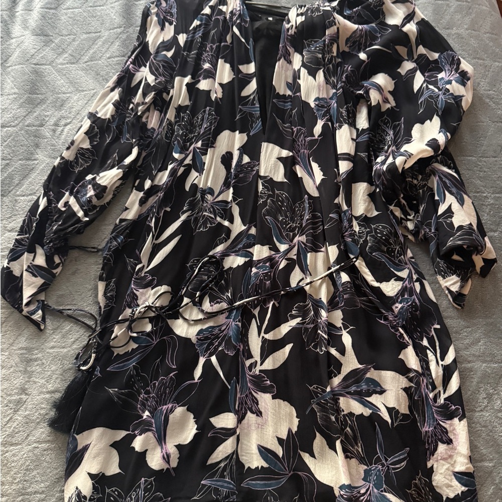 Animale Black and White Floral Dress silk
